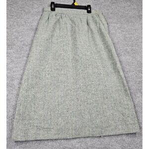 Vintage Michael Stevens 100% Wool Tweed Midi Skirt Blue Gray Size 12 Pockets